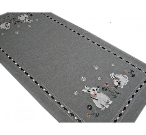 Nakładka świąteczna - 40x85 Zajączek - int 190140 - szary - wielkanoc