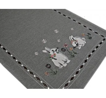 Nakładka świąteczna - 40x85 Zajączek - int 190140 - szary - wielkanoc