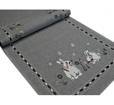 Nakładka świąteczna - 40x174 - Zajączek - int 190140 - szary - wielkanoc