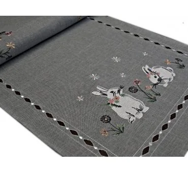 Nakładka świąteczna - 40x174 - Zajączek - int 190140 - szary - wielkanoc