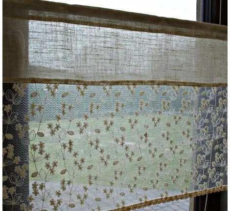 Zazdrostka - organtyna z koronką - Village - ecru- 50x150 - firana 1938