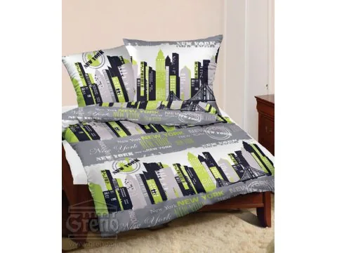 Pościel satynowa New York limonka 160x200 Greno Gold Line Nowy Jork
