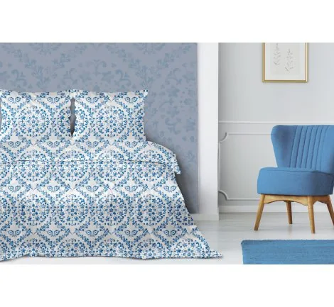 Pościel satynowa Frotex Limnos - rozeta granatowa - 160x200 - greno