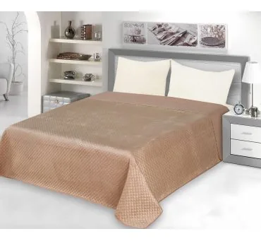 Narzuta Jednobarwna 200x220 Velvet Brązow Welurowa