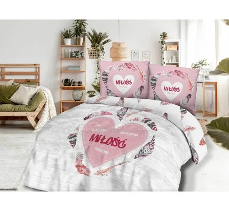 Pościel z bawełny - Szczęście, Radość, Miłość - 220x200 - 61465/1 - vintage