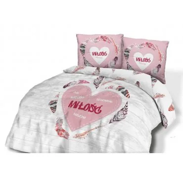 Pościel z bawełny - Szczęście, Radość, Miłość - 220x200 - 61465/1 - vintage