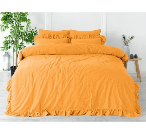 Pościel z bawełny z falbanką - Limasso- 200x220 - Limonade - w pudełku -bez Prasowania