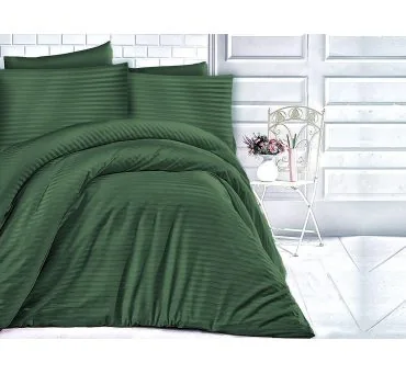 Jednobarwna pościel z satyny bawełnianej Dark Green 220x200 Cizgili - zieleń butelkowa