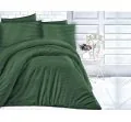 Jednobarwna pościel z satyny bawełnianej Dark Green 220x200 Cizgili - zieleń butelkowa