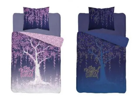 Pościel młodzieżowa Fluo- 160x200 +70x80 - Drzewko szczęścia - 3449 a, świecąca w ciemności