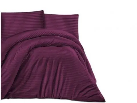 Jednobarwna pościel z satyny bawełnianej Cizgili violet śliwka -160x200 Cizgili - fiolet śliwka
