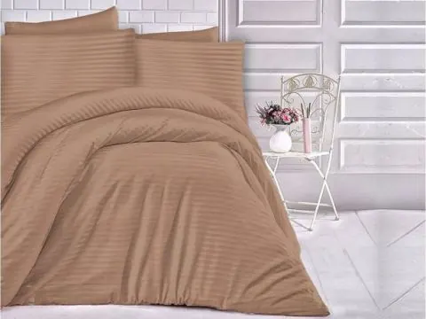 Jednobarwna pościel z satyny bawełnianej Cizgili Cinnamon 140x200+70x80 cynamon