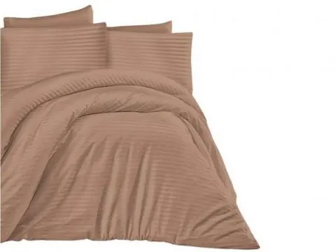 Jednobarwna pościel z satyny bawełnianej Cizgili Cinnamon 140x200+70x80 cynamon