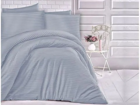 Jednobarwna pościel z satyny bawełnianej Cizgili blue 180x200 niebieski