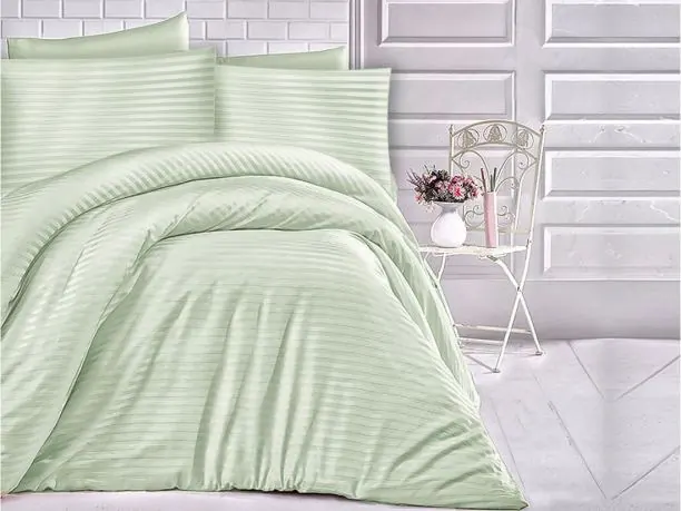 Jednobarwna pościel z satyny bawełnianej Cizgili Mint 160x200 jasny miętowy