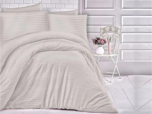 Jednobarwna pościel z satyny bawełnianej Cizgili Stone 180x200