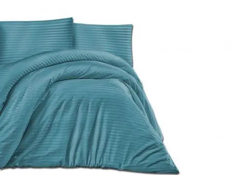 Jednobarwna pościel z satyny bawełnianej Cizgili Turkus 200x220 turkusowy