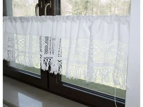 Biała Zazdrostka 30x70 cm z Koronką i Frędzlami – Firanka Idylla