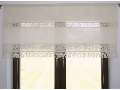 Beżowa Zazdrostka 70x200 cm z Koronką i Frędzlami – Firanka Arkadia