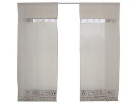 Zasłonka Beżowa 150x60 cm z Koronką i Frędzlami – Firanka Arkadia