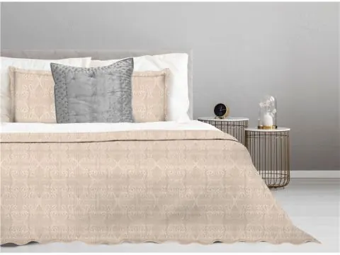 Narzuta Żakardowa - Beżowa - 170x210 cm - Barok Beżowa - Greno