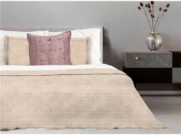 Narzuta Żakardowa - Kwiat - 220x260 cm - Flower Beż - Greno