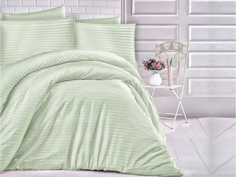 Jednobarwna pościel z satyny bawełnianej - 200x220 - Cizgili Mint - jasny miętowy