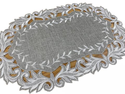 Serwetka haftowana - 30x45 cm - popielata - int 471