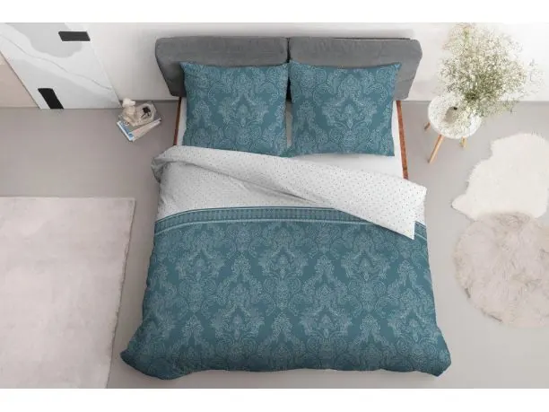 Pościel z bawełny - 220x200 - 3555 b - Ornament morski- Detexpol