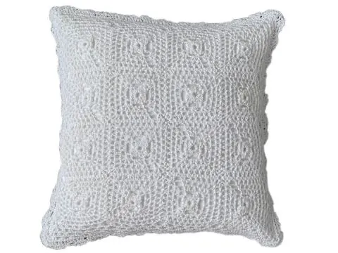 Poszewka Dekoracyjna Szydełkowa 40x40 – Bawełniane Rękodzieło Biała