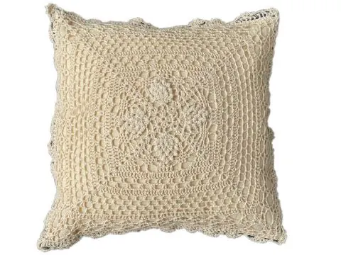 Poszewka Dekoracyjna Szydełkowa 40x40 cm – Bawełniane Rękodzieło Beż
