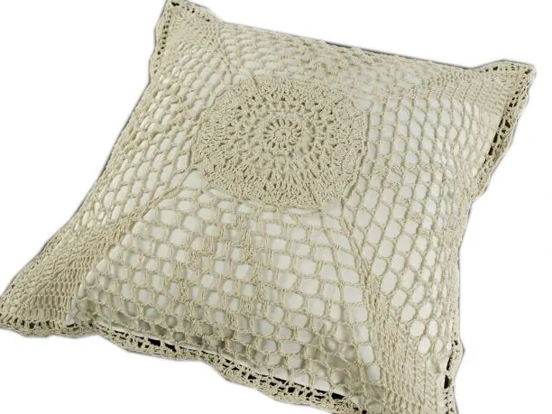 Poszewka szydełko ozdobna 40x40 beżowa wz.6 - 1 szt
