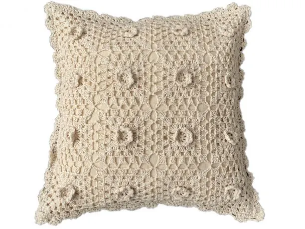 Poszewka szydełko ozdobna 40x40 beżowa 2037 - 1 szt