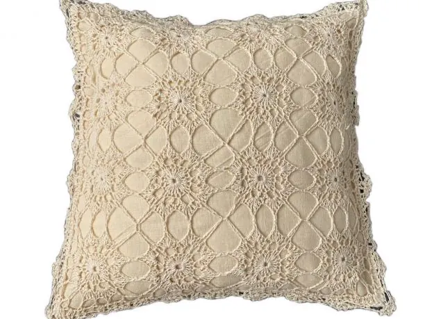 Poszewka szydełko ozdobna 40x40 beżowa 8298 - 1 szt