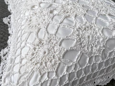 Poszewka szydełko ozdobna 40x40 biała 8298 - 1 szt