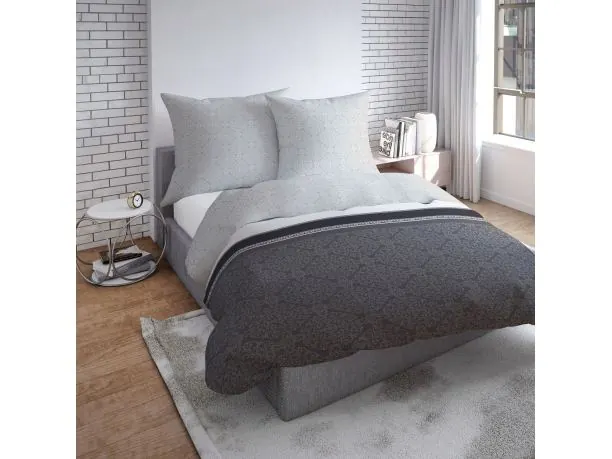 Pościel flanelowa - 220x200 - 2416 B ornament szary Detexpol