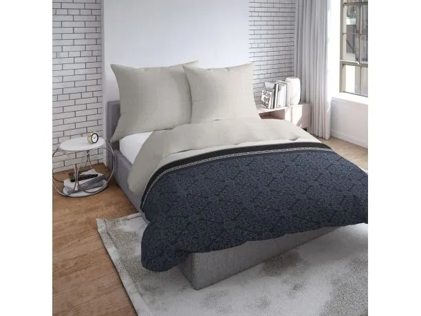 Pościel z flaneli - 220x200 - 2416 C ornament grafitowy Detexpol