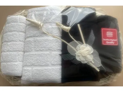 Komplet Ręczników IV Brick na prezent Tacka biały, czarny - Greno