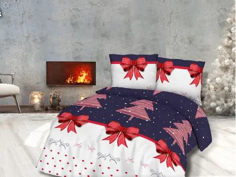 Pościel Flanelowa 220x200 Choinka Granatowa 31483/1