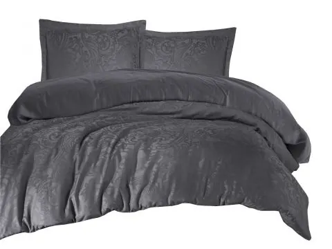 Pościel z satyny bawełnianej Jacquard 160x200 Hemera 1 Luxury Szary