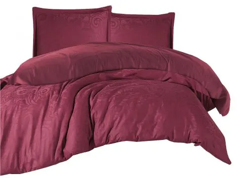 Pościel z satyny bawełnianej Jacquard 160x200 Hemera 2 Luxury Bordowa