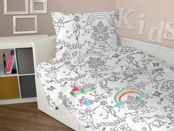 Komplet pościeli dziecięcej do kolorowania z pisakami Girl 140x200 Greno