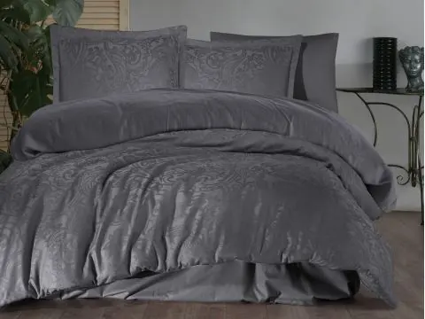 Pościel z satyny bawełnianej Jacquard 220x200 Hemera 1 Luxury Szary