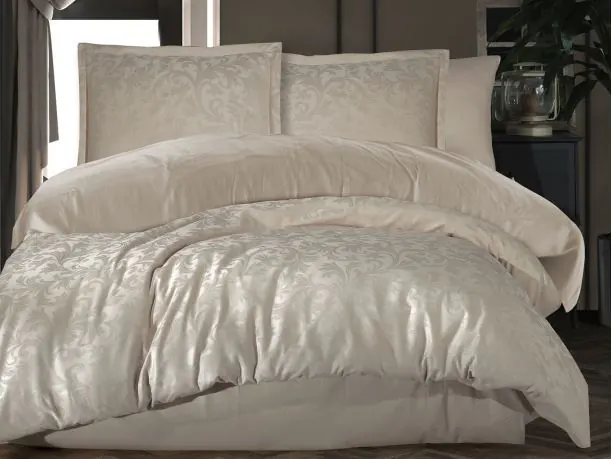 Pościel z satyny bawełnianej Jacquard 220x200 Payava 2 Luxury Jasny Beż