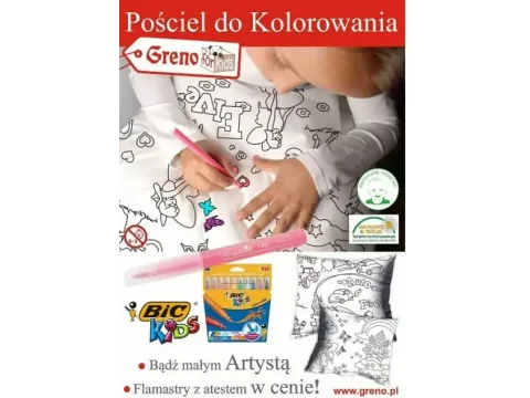 Komplet pościeli dziecięcej do kolorowania z pisakami Girl 140x200 Greno