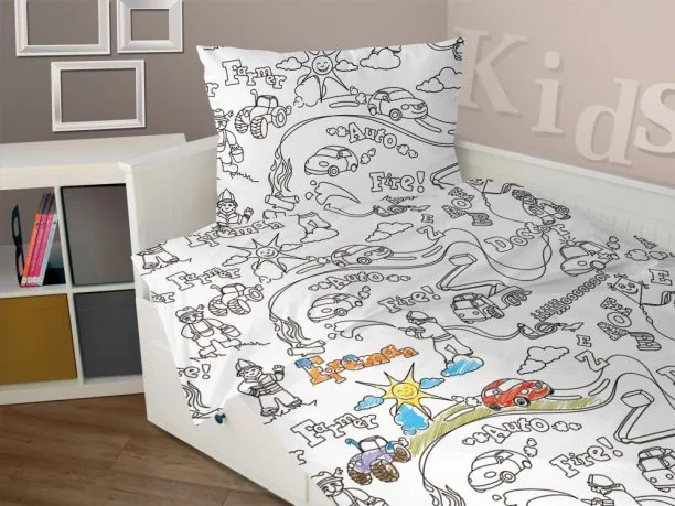 Pościel z pisakami dziecięca do kolorowania Boy 160x200 Greno