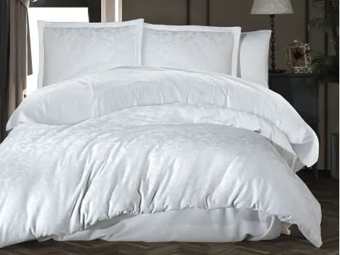 Eksklusywna Pościel z satyny bawełnianej Jacquard 160x200 Payava 1 Luxury Biały