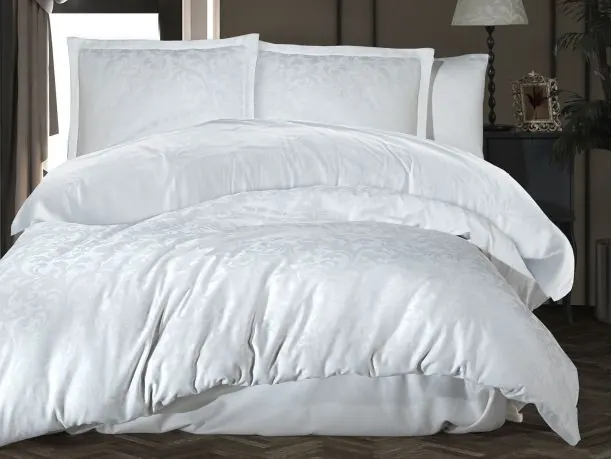 Eksklusywna Pościel z satyny bawełnianej Jacquard 160x200 Payava 1 Luxury Biały