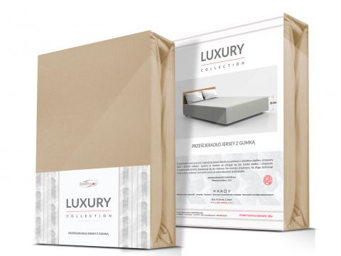 Prześcieradło Premium Jersey elastan 90x200 z gumką Piaskowy Luxury jasny beż  Sand 30