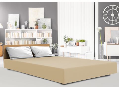Prześcieradło Premium Jersey elastan 160x200 z gumką Piaskowy Luxury jasny beż  Sand 30